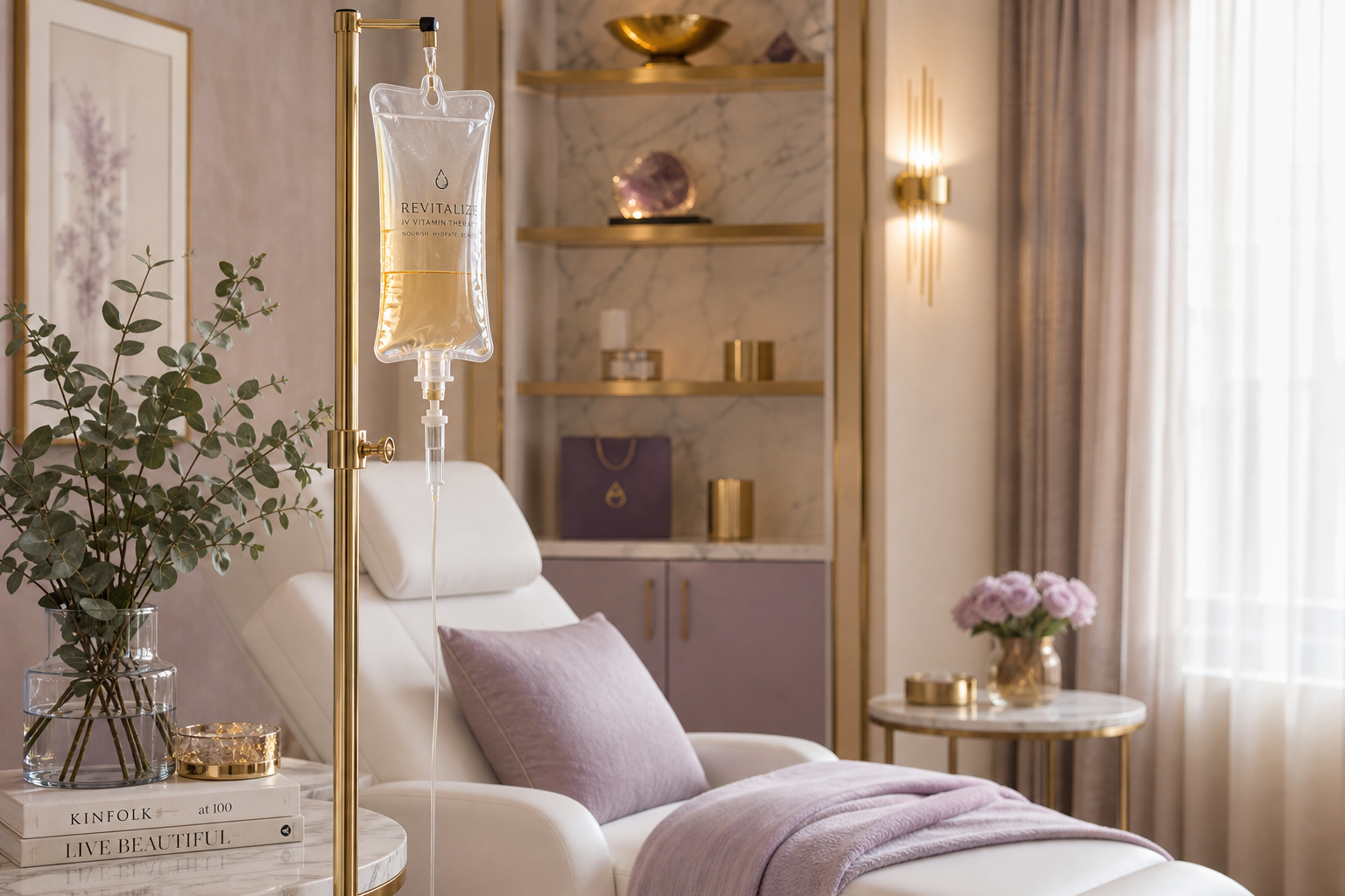 IV vitamin drip therapy suite with NAD+, immune and beauty glow infusions at Emmaus Wellness Kissimmee FL